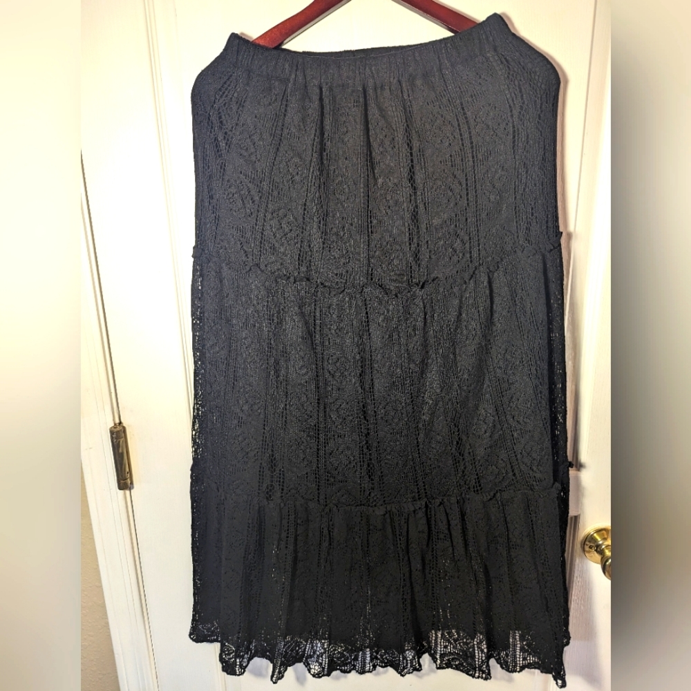 Long, black lace, double layered skirt